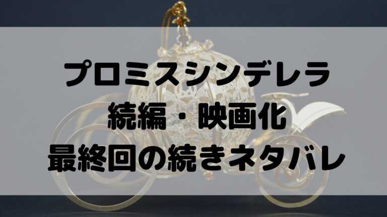 プロミスシンデレラ 続編ある 漫画の続きと最終回ネタバレ